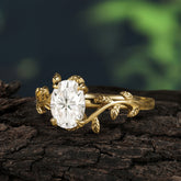 Nature Inspired 4 Prong Oval Moissanite Wedding Ring